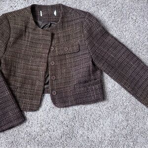 Brown Tweed Cropped Jacket